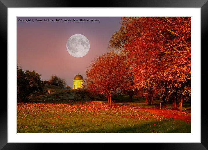 Golden Hour Full Moon in Kaivopuisto Park, Finland Framed Mounted Print by Taina Sohlman