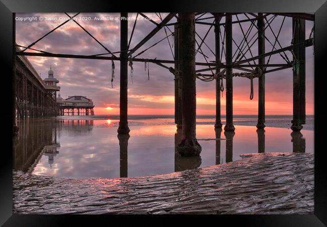 Sunset At Blackpool. Framed Print by Jason Connolly