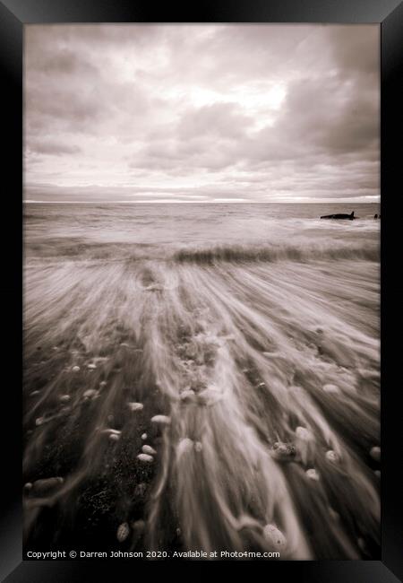Chemical Beach Pebbles Monochrome Framed Print by Darren Johnson