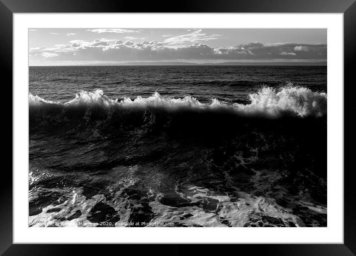 Wave in Black and White Framed Mounted Print by Gordon Maclaren