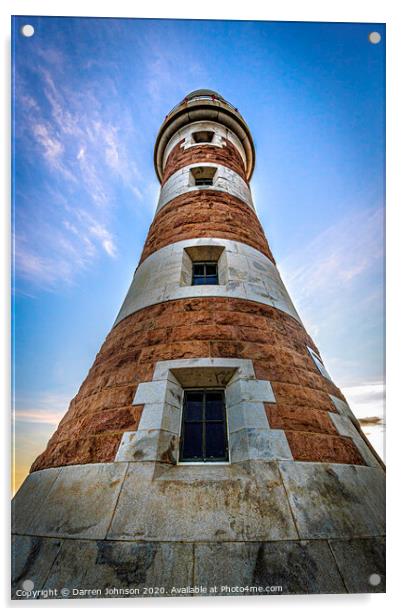 Roker lighthouse Portrait Acrylic by Darren Johnson