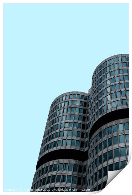 Exterior shot of BMW main offices in Munich Print by Juan Jimenez