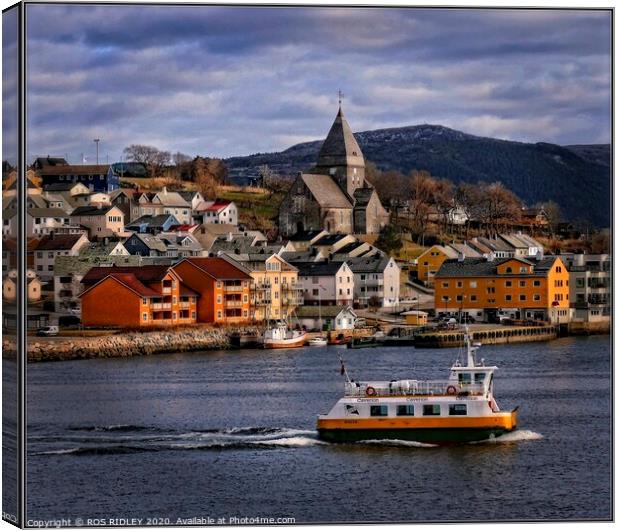 Kristiansund Harbour Norway Canvas Print by ROS RIDLEY