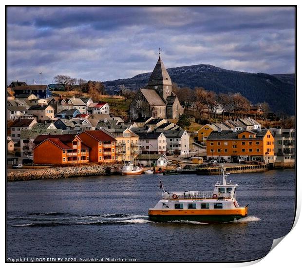 Kristiansund Harbour Norway Print by ROS RIDLEY