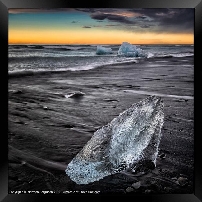 Ice melt Diamond beach Framed Print by Norman Ferguson