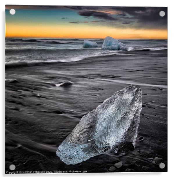 Ice melt Diamond beach Acrylic by Norman Ferguson