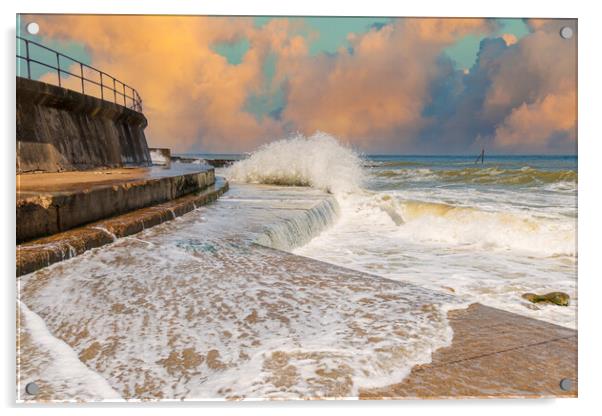 Majestic Waves of Mundesley Acrylic by Kevin Snelling