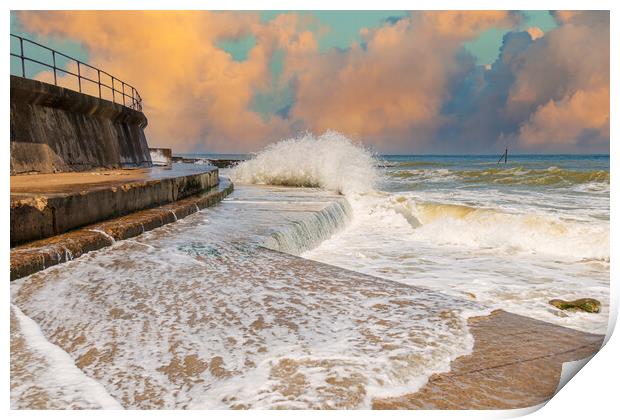 Majestic Waves of Mundesley Print by Kevin Snelling