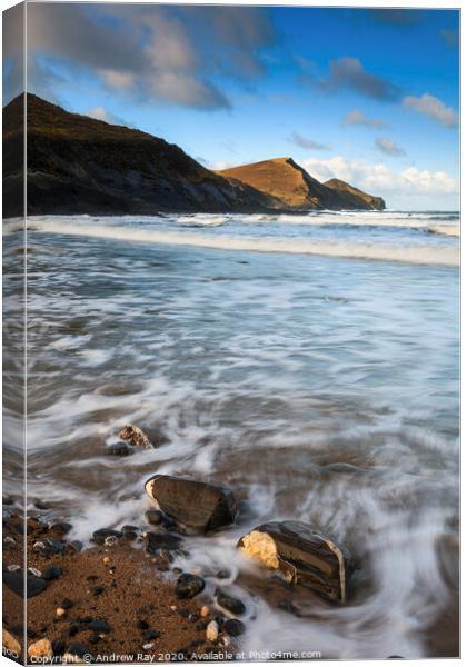 Boulders at Crackington Haven Canvas Print by Andrew Ray