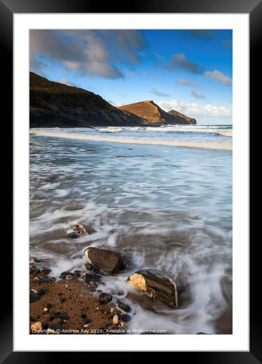 Boulders at Crackington Haven Framed Mounted Print by Andrew Ray