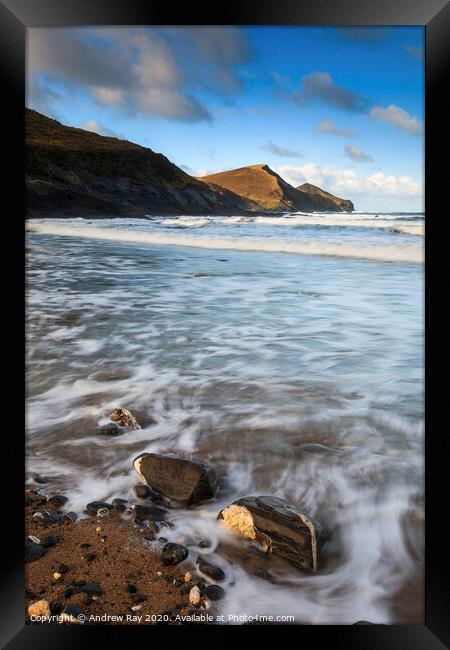 Boulders at Crackington Haven Framed Print by Andrew Ray