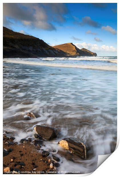 Boulders at Crackington Haven Print by Andrew Ray