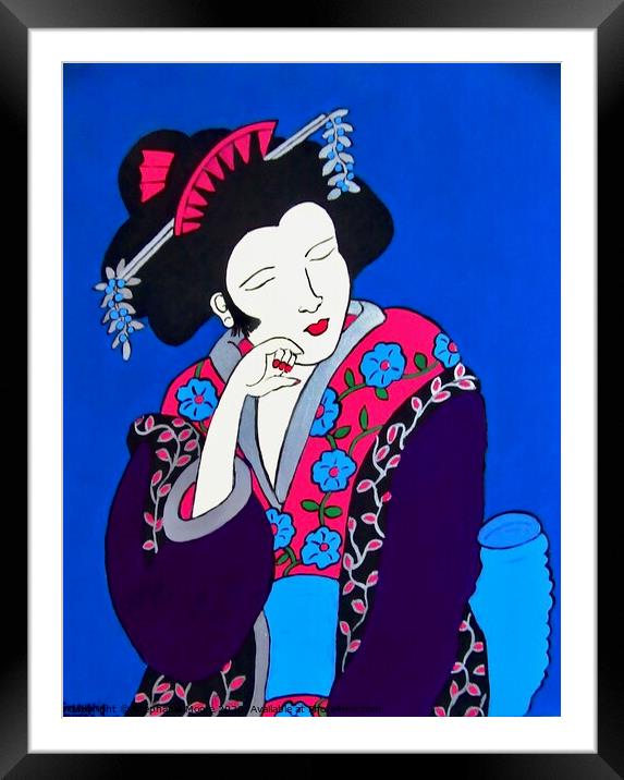 Thinking Geisha Framed Mounted Print by Stephanie Moore