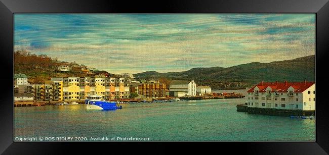Kristiansund Harbour Norway Framed Print by ROS RIDLEY