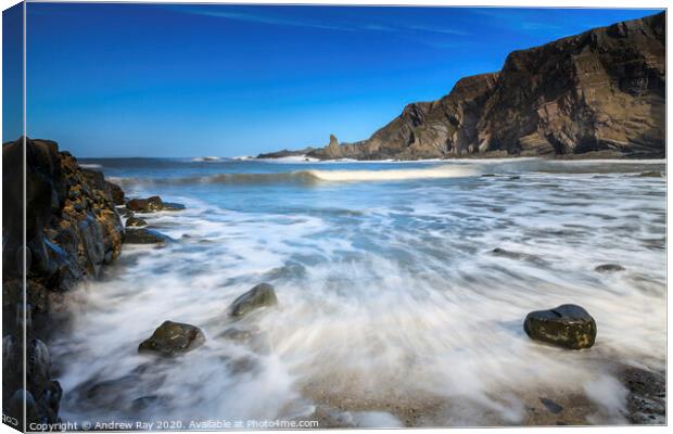 Incoming Wave (Hartland Quay) Canvas Print by Andrew Ray