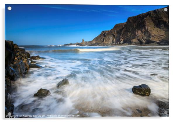 Incoming Wave (Hartland Quay) Acrylic by Andrew Ray