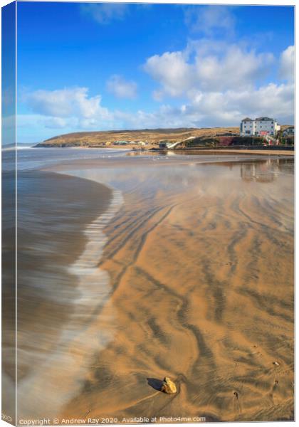 Patterns and reflections (Perranporth) Canvas Print by Andrew Ray