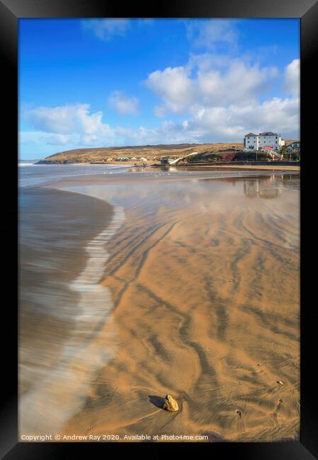 Patterns and reflections (Perranporth) Framed Print by Andrew Ray