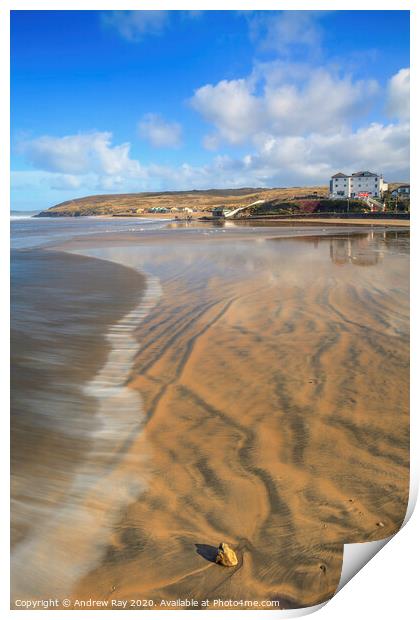 Patterns and reflections (Perranporth) Print by Andrew Ray