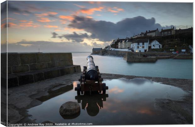 Sunset at Porthleven Canon Canvas Print by Andrew Ray