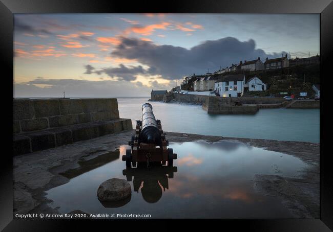 Sunset at Porthleven Canon Framed Print by Andrew Ray