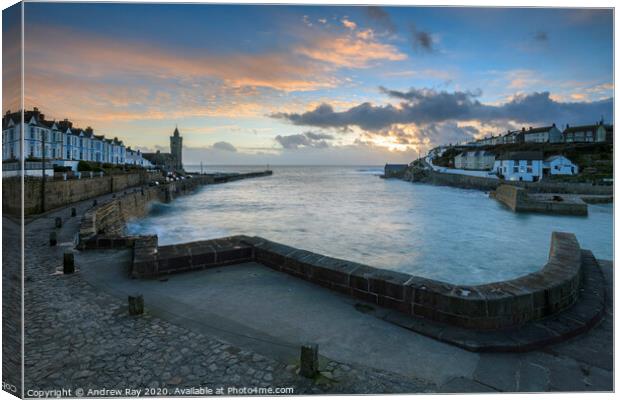 Porthleven Harbour Entrance Canvas Print by Andrew Ray