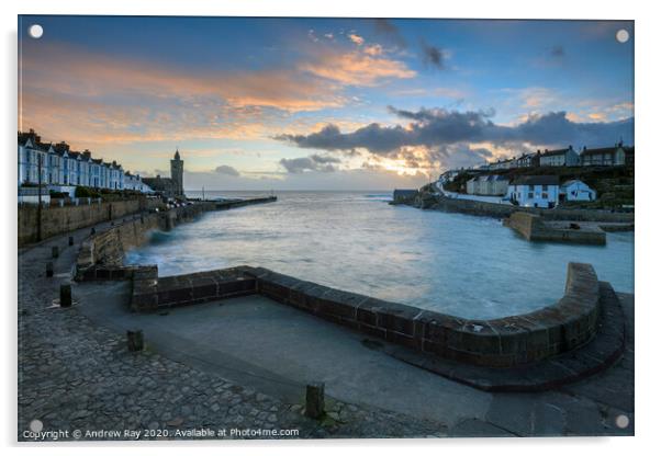 Porthleven Harbour Entrance Acrylic by Andrew Ray