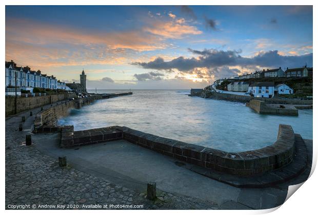 Porthleven Harbour Entrance Print by Andrew Ray