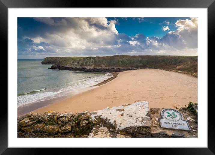 Barafundle Beach, Pembrokeshire. Framed Mounted Print by Colin Allen