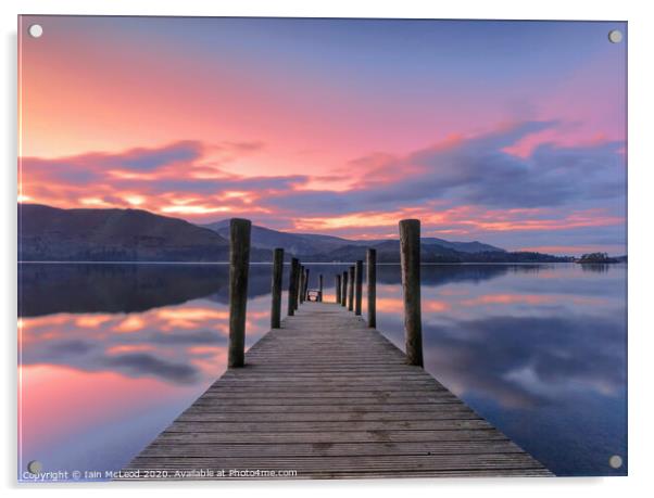 Derwent water Jetty at sunset Acrylic by Iain McLeod