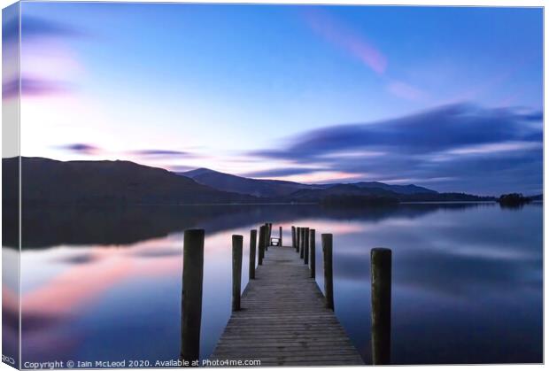 Derwent Water Jetty at sunset Canvas Print by Iain McLeod