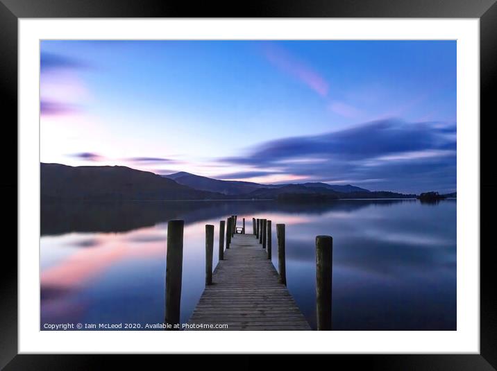 Derwent Water Jetty at sunset Framed Mounted Print by Iain McLeod