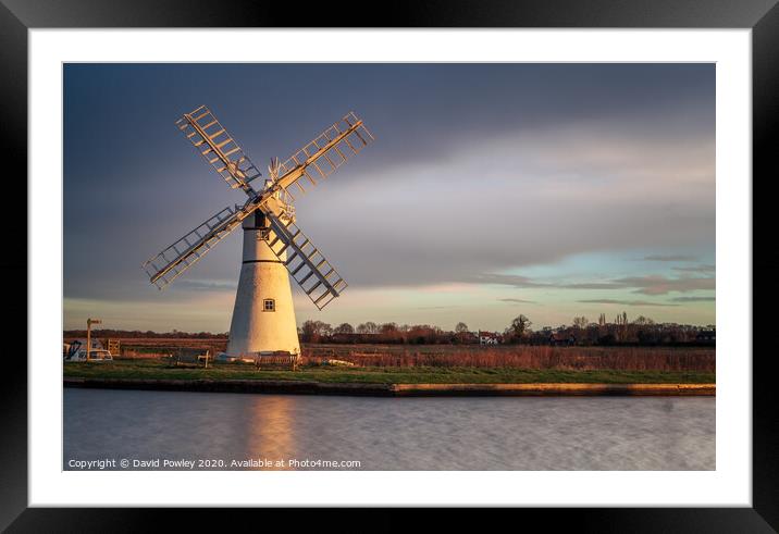 Early Light on Thurne Mill Norfolk Framed Mounted Print by David Powley