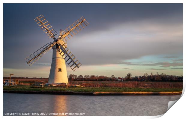 Early Light on Thurne Mill Norfolk Print by David Powley