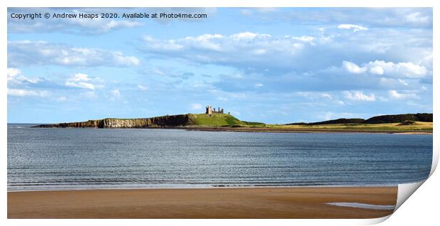 View of Dunstaburgh castle from Embleton beach Print by Andrew Heaps