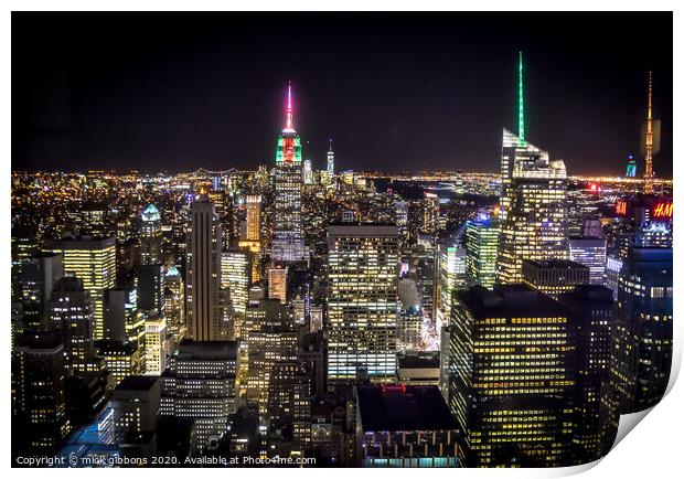 New York Empire State Building Night Life Print by mick gibbons