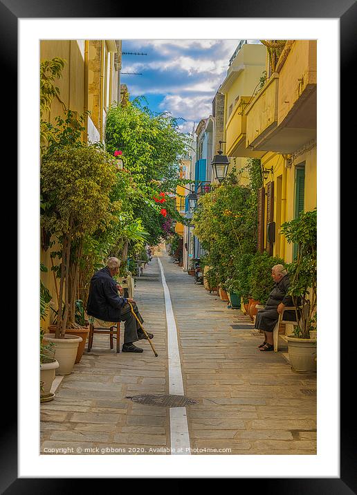 Greek Street  Framed Mounted Print by mick gibbons