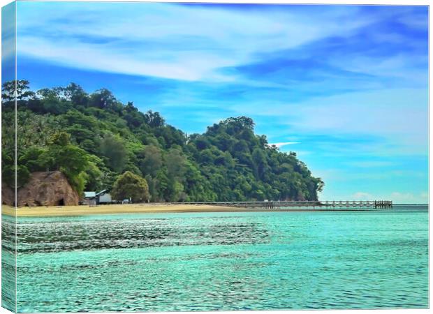 Paradise Island on Sulawesi Canvas Print by John Lusikooy