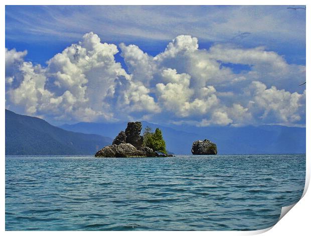 clouds and coral islands Print by John Lusikooy