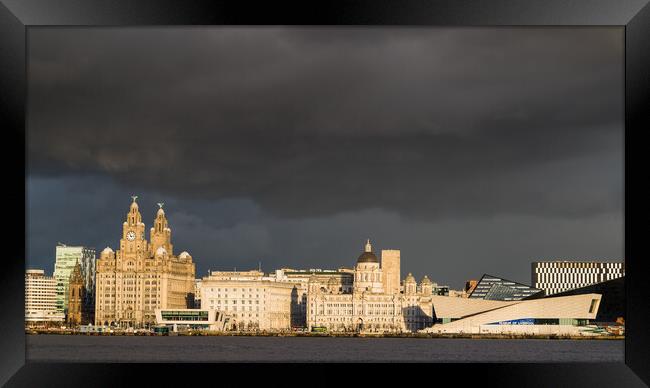Dramatic clouds over the Liverpool skyline Framed Print by Jason Wells