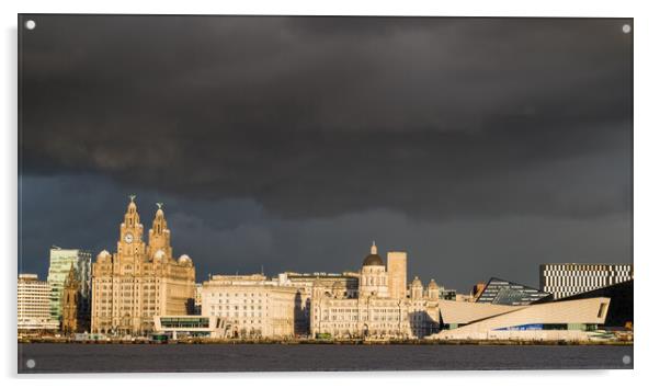 Dramatic clouds over the Liverpool skyline Acrylic by Jason Wells