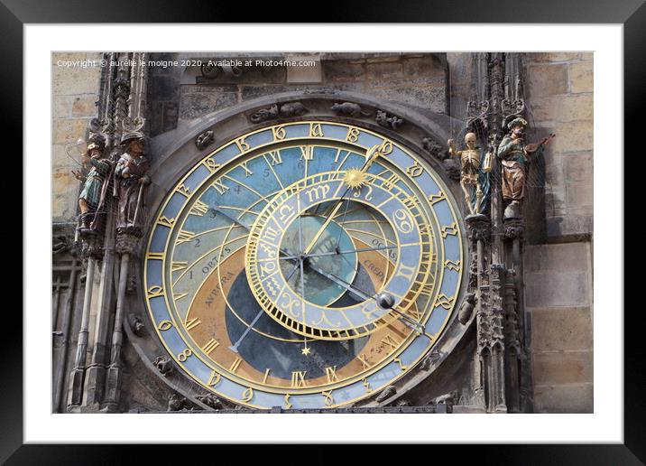 Astronomical clock in Prague Framed Mounted Print by aurélie le moigne