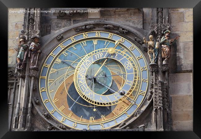 Astronomical clock in Prague Framed Print by aurélie le moigne