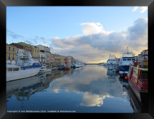 Main Canal in Sete Framed Print by Ann Biddlecombe