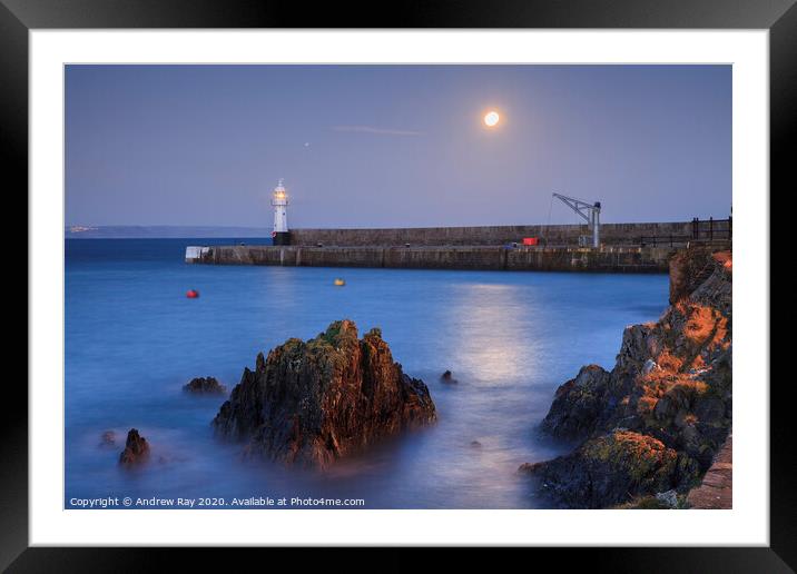 Mevagissey Twilight Framed Mounted Print by Andrew Ray