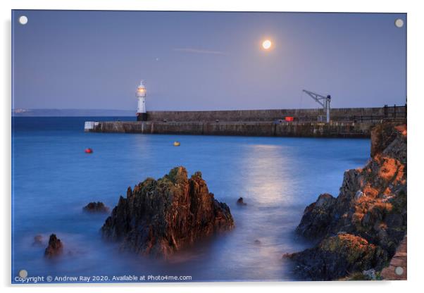 Mevagissey Twilight Acrylic by Andrew Ray