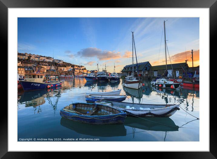 Mevagissey Sunrise Framed Mounted Print by Andrew Ray
