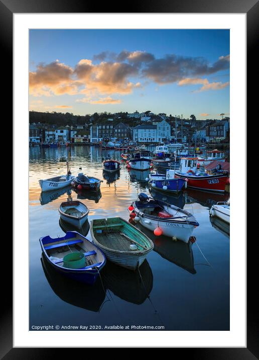 Mevagissey Sunset Framed Mounted Print by Andrew Ray