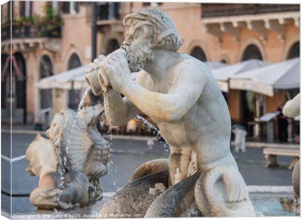 Fountain Fontana Nettuno on Piazza Navona, Rome Italy Canvas Print by Frank Bach