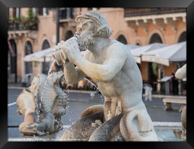 Fountain Fontana Nettuno on Piazza Navona, Rome Italy Framed Print by Frank Bach
